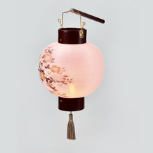 画像をギャラリービューアに読み込む, ほうずき提灯<br>木製スタンド付き雪洞<br>創作提灯/和照明<br>絹二重/インテリア