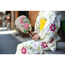 画像をギャラリービューアに読み込む, 水うちわ<br>瓢型【彩華】<br>美濃和紙<br>木製台座付き