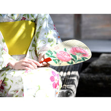 画像をギャラリービューアに読み込む, 水うちわ<br>瓢型【彩華】<br>美濃和紙<br>木製台座付き