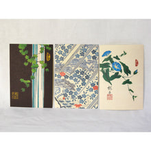 画像をギャラリービューアに読み込む, ポストカード<br>3枚セット【D】<br>絵はがき/滝に椛<br>都桜/朝顔