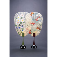 画像をギャラリービューアに読み込む, 水うちわ<br>瓢型【国芳 猫づくし】<br>美濃和紙<br>木製台座付き