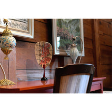 画像をギャラリービューアに読み込む, 水うちわ<br>瓢型【彩華】<br>美濃和紙<br>木製台座付き