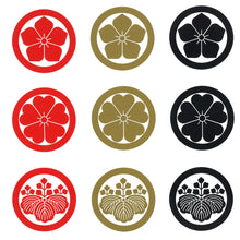 画像をギャラリービューアに読み込む, 家紋シール・ステッカー<br>8㎝・6枚セット<br>全10種類/金・赤・黒