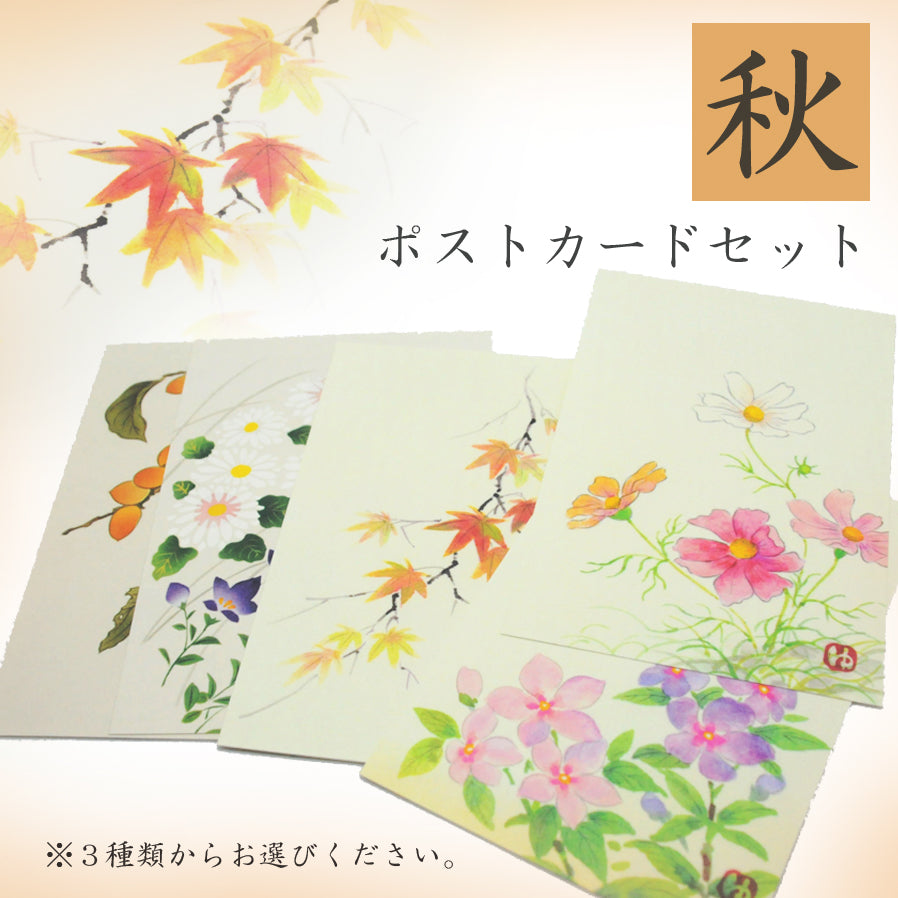 ポストカード【秋】, ３枚セット, オリジナル／季節の花
