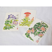 画像をギャラリービューアに読み込む, ポストカード<br>3枚セット【E】<br>絵はがき/桔梗<br>鶏頭/山茶花