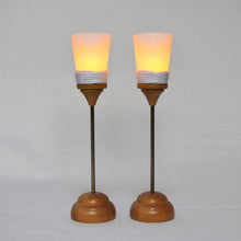 画像をギャラリービューアに読み込む, 油灯(対)【木目油灯】<br>銀房/木製 9号~11号<br> 雛人形/天神様/五月人形