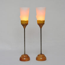 画像をギャラリービューアに読み込む, 油灯(対)【木目油灯】<br>金房/木製 9号~11号<br>雛人形/天神様/五月人形