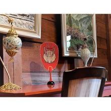 画像をギャラリービューアに読み込む, 水うちわ<br>瓢型【福兎】<br>美濃和紙<br>木製台座付き