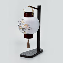 画像をギャラリービューアに読み込む, ほうずき提灯<br>木製スタンド付き雪洞<br>創作提灯/和照明<br>絹二重/インテリア