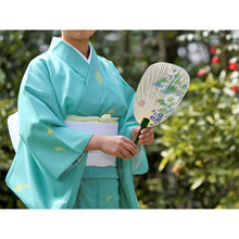 画像をギャラリービューアに読み込む, 水うちわ<br>瓢型【芙蓉】<br>美濃和紙<br>木製台座付き