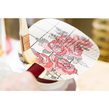 画像をギャラリービューアに読み込む, 水うちわ<br>瓢型【福兎】<br>美濃和紙<br>木製台座付き