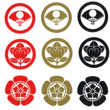 画像をギャラリービューアに読み込む, 家紋シール・ステッカー<br>5㎝・6枚セット<br>全10種類/金・赤・黒