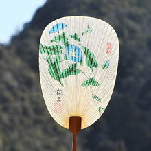 画像をギャラリービューアに読み込む, 水うちわ 瓢型<br>【朝顔】<br>美濃和紙<br>木製台座付き