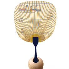 画像をギャラリービューアに読み込む, 水うちわ 豆型&lt;br&gt;【すみっコぐらしマリンボーダー】&lt;br&gt;美濃和紙&lt;br&gt;木製台座付き
