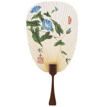 画像をギャラリービューアに読み込む, 水うちわ　瓢型<br>【朝顔】<br>美濃和紙<br>木製台座付き
