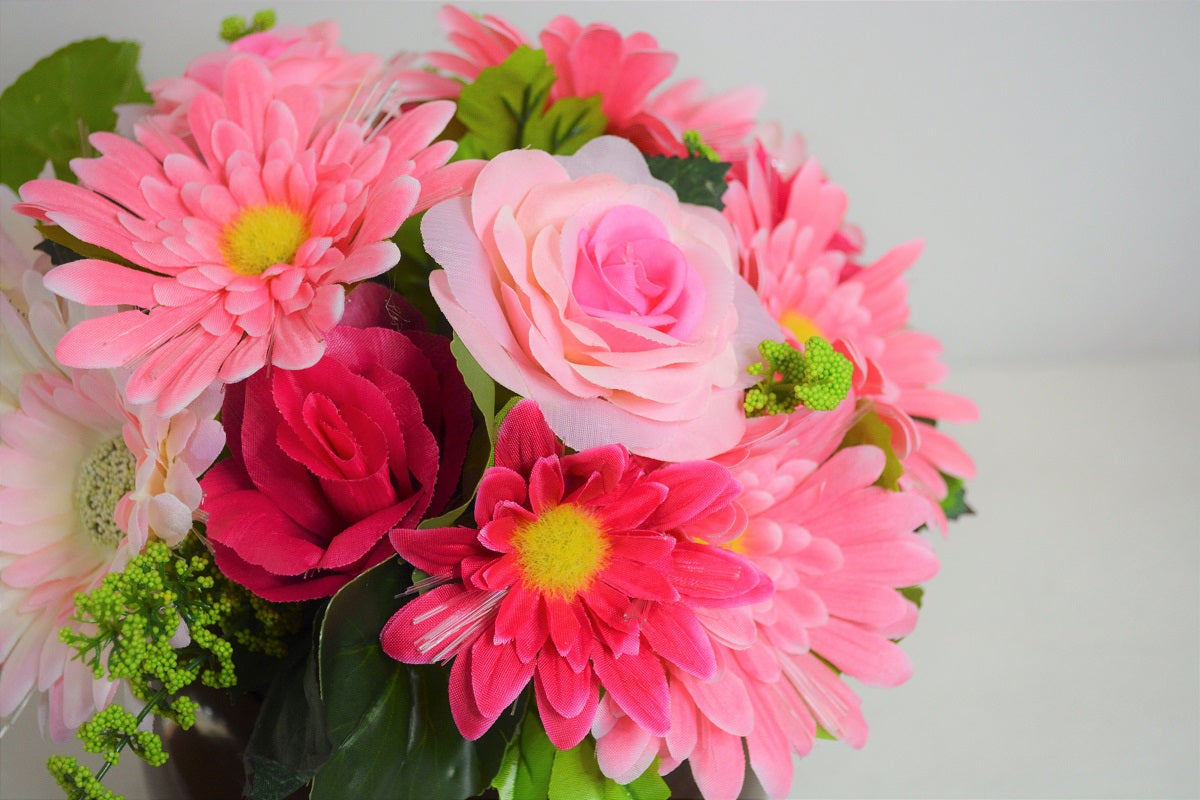 モールフラワー ガーベラ鉢植え3色×3 紫 白 ピンク 枯れない花 彩り