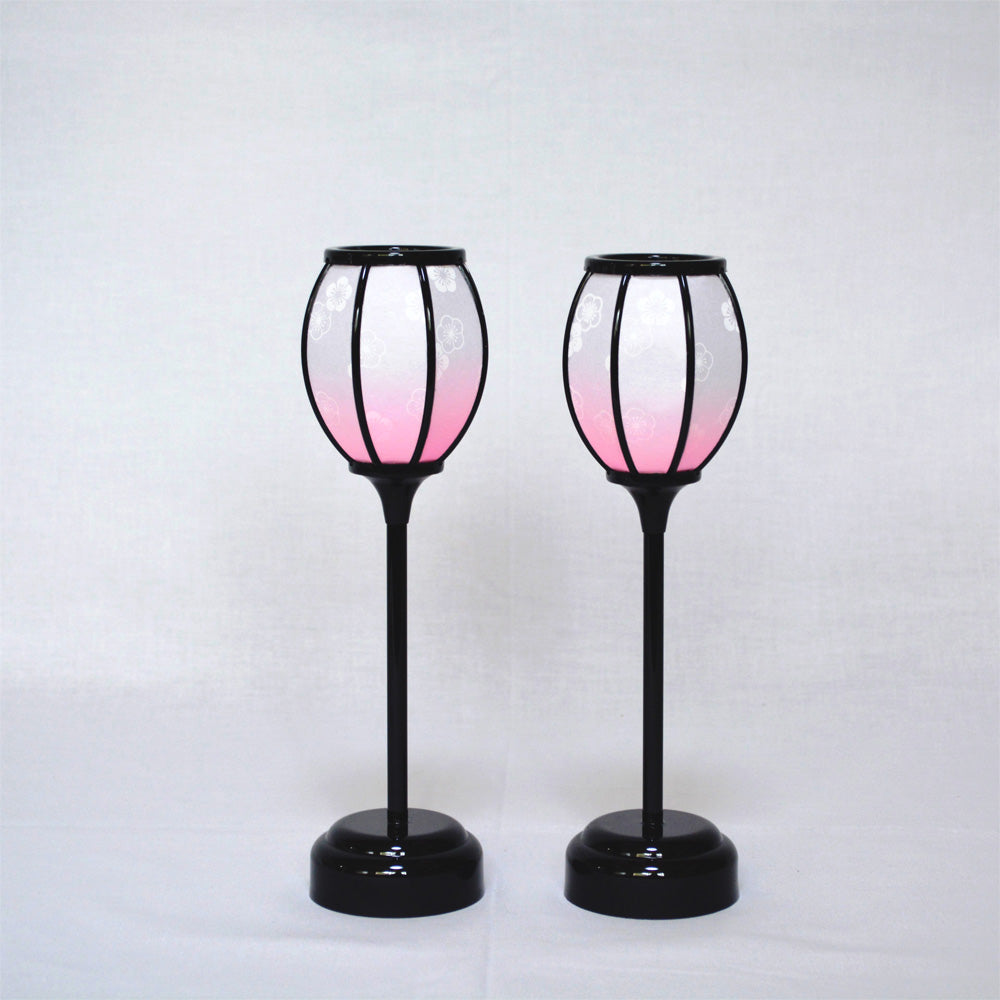 雪洞(対)【桃山】9号 25.5cm 白梅ピンクぼかし／桃の節句／雛人形