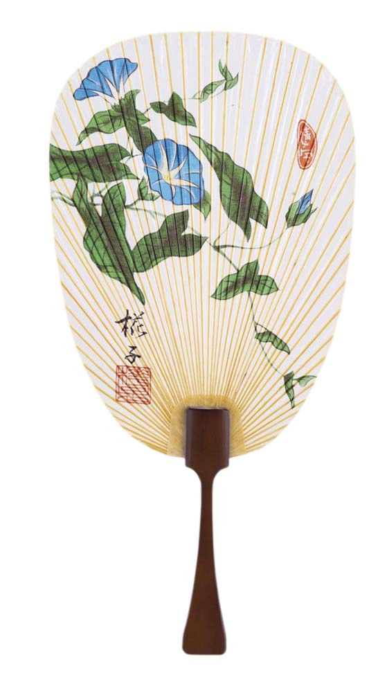 水うちわ・名入れ 【イニシャル版】木製台座付き／岐阜の伝統工芸品