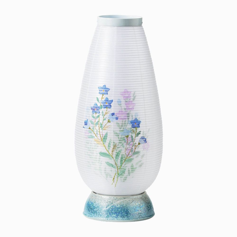 宝珠灯480 創作提灯／陶器／手描き／絹二重／盆提灯／7色LED